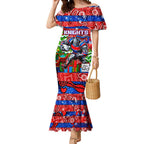 Custom Knights Rugby Merry Christmas Mermaid Dress Indigenous Australian Art