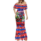 Custom Knights Rugby Merry Christmas Mermaid Dress Indigenous Australian Art