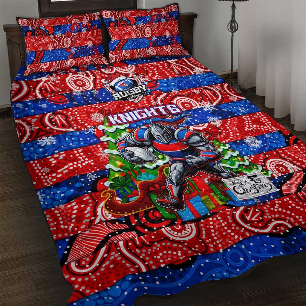 Knights Rugby Merry Christmas Quilt Bed Set Indigenous Australian Art