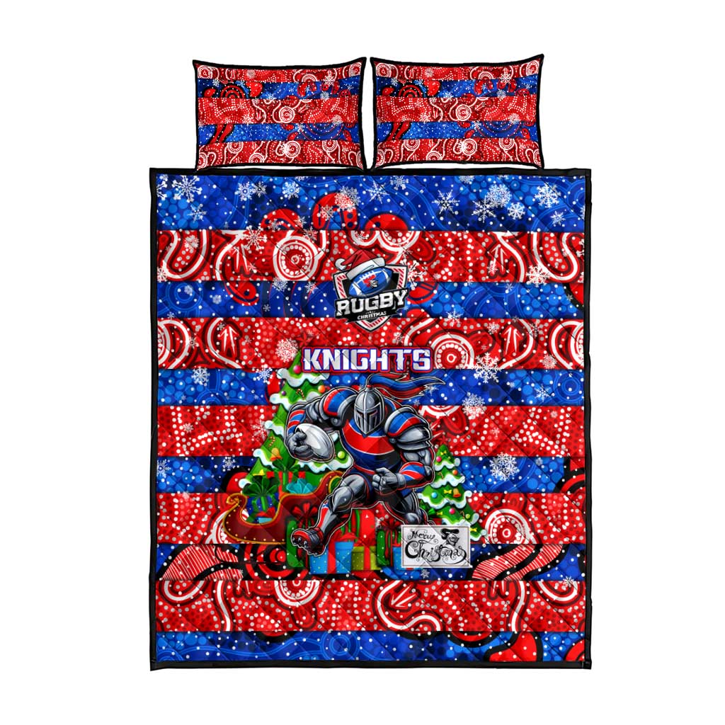Knights Rugby Merry Christmas Quilt Bed Set Indigenous Australian Art