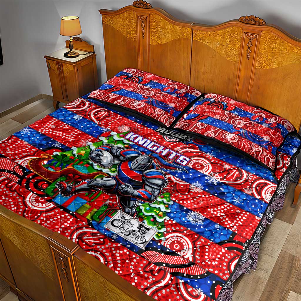 Knights Rugby Merry Christmas Quilt Bed Set Indigenous Australian Art