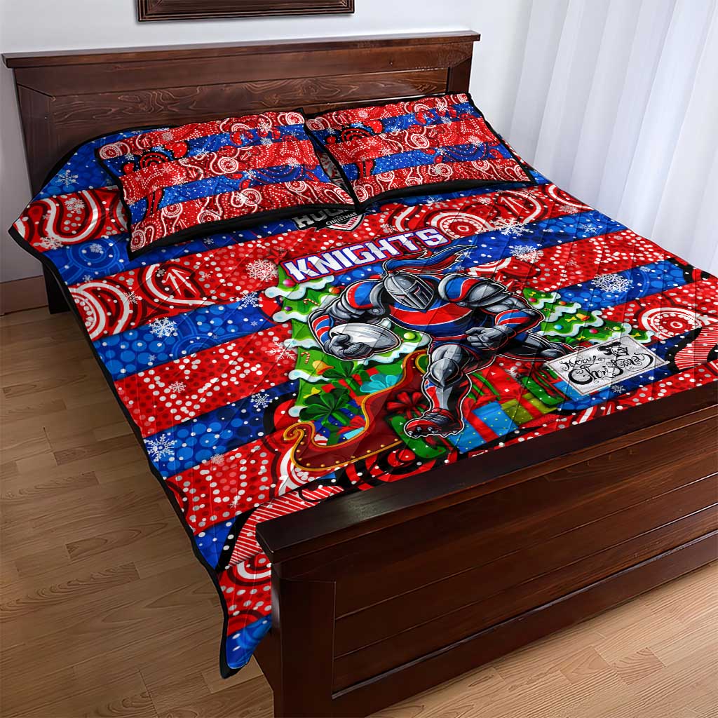 Knights Rugby Merry Christmas Quilt Bed Set Indigenous Australian Art
