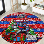 Knights Rugby Merry Christmas Round Carpet Indigenous Australian Art