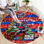 Knights Rugby Merry Christmas Round Carpet Indigenous Australian Art
