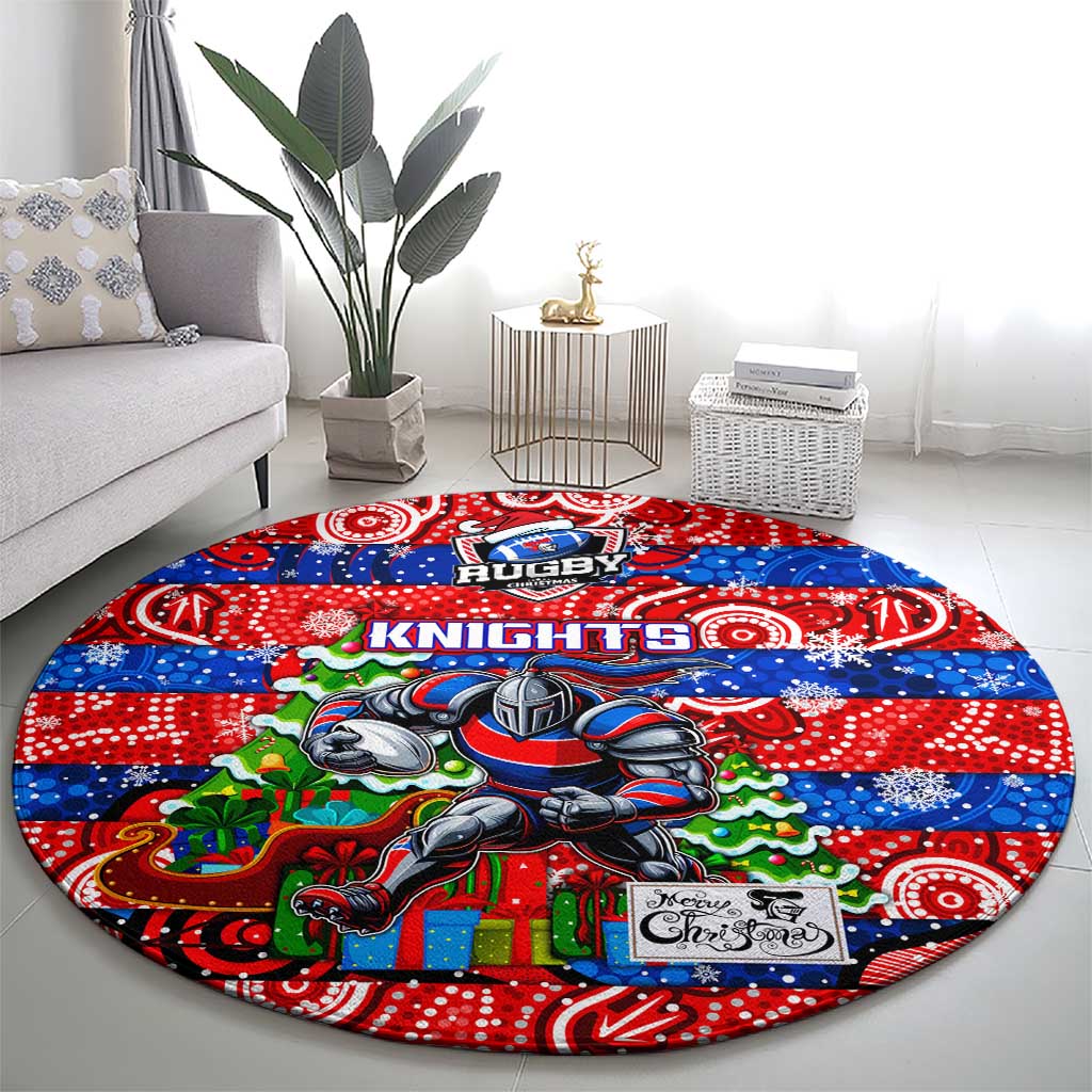 Knights Rugby Merry Christmas Round Carpet Indigenous Australian Art