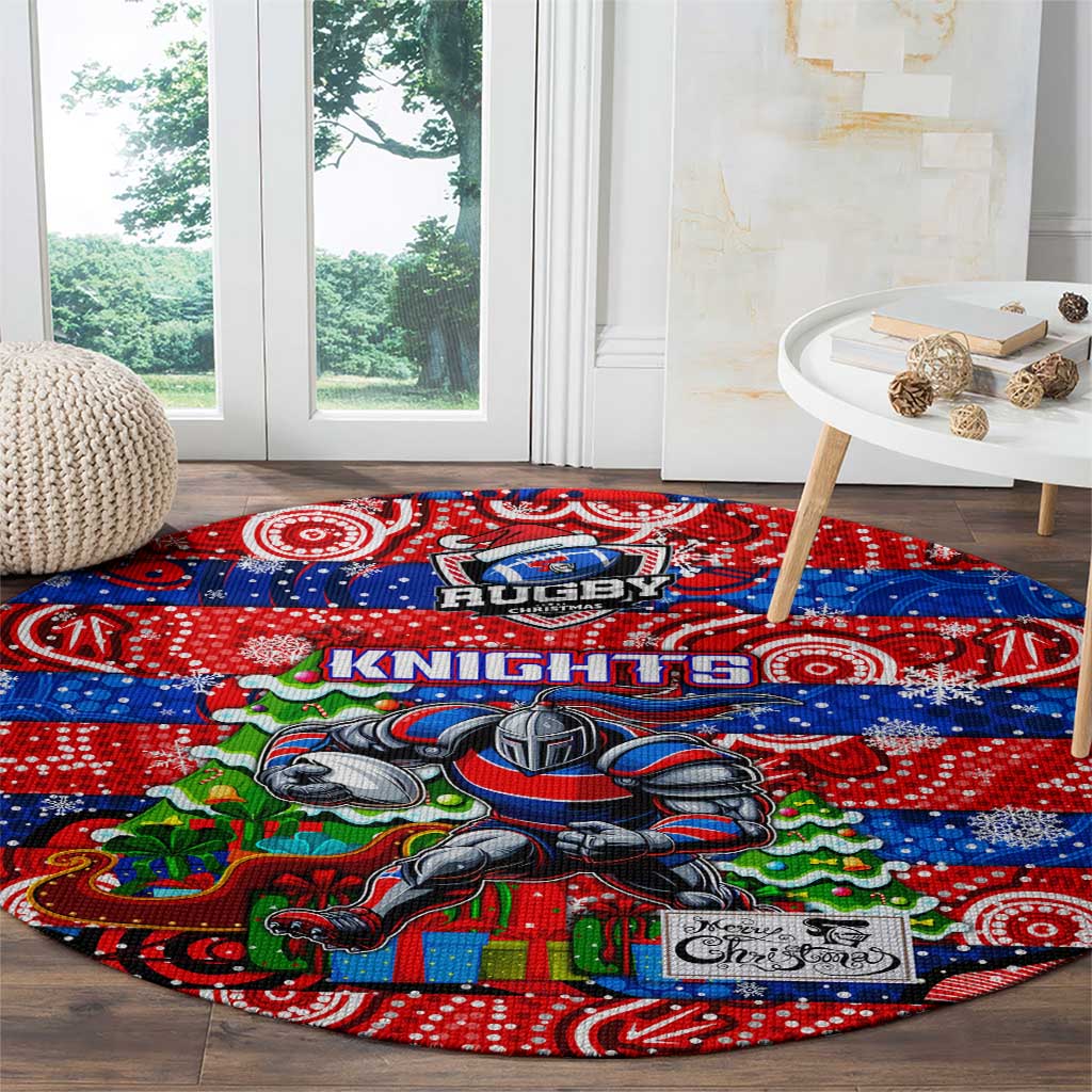 Knights Rugby Merry Christmas Round Carpet Indigenous Australian Art