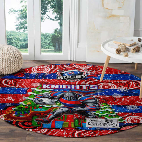 Knights Rugby Merry Christmas Round Carpet Indigenous Australian Art