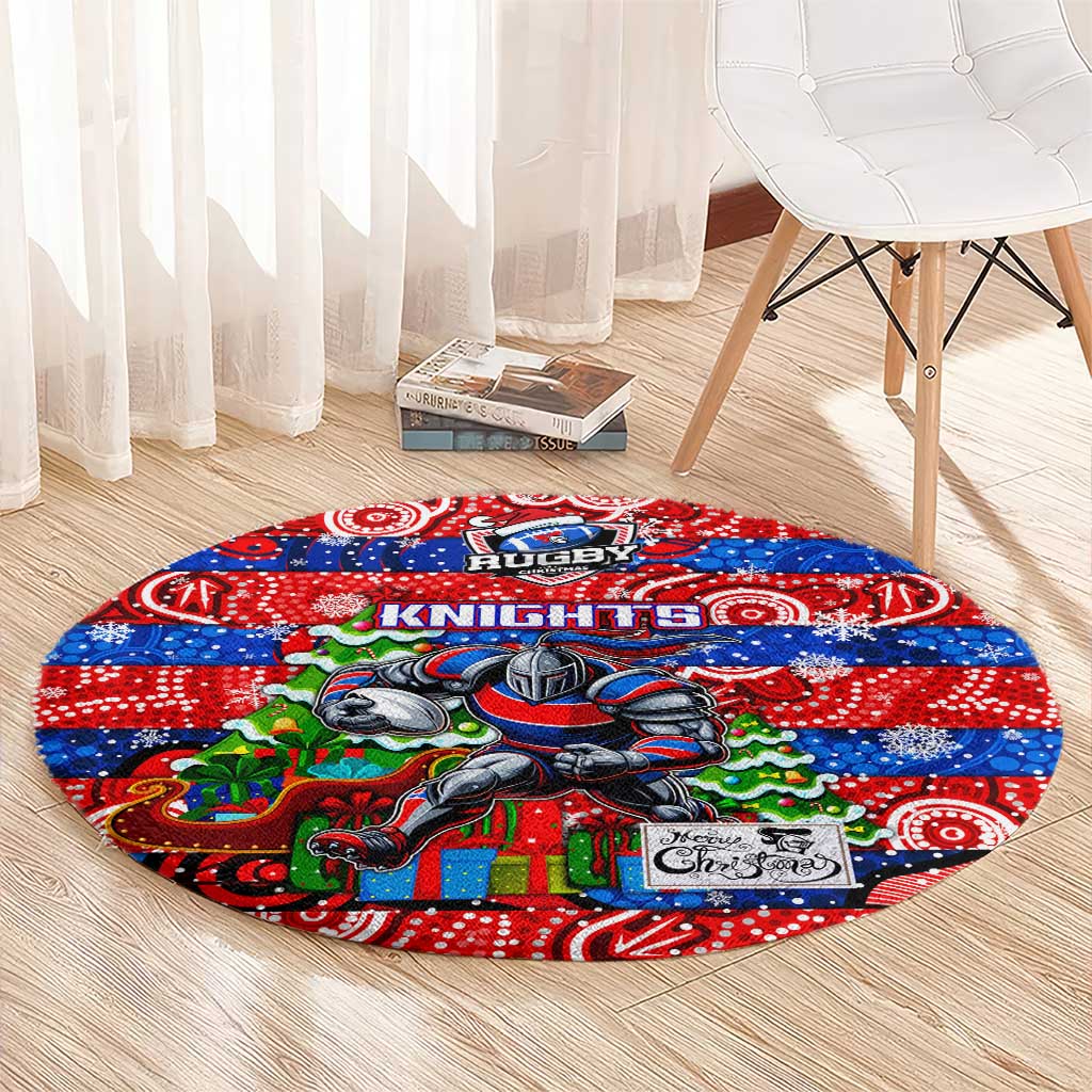 Knights Rugby Merry Christmas Round Carpet Indigenous Australian Art