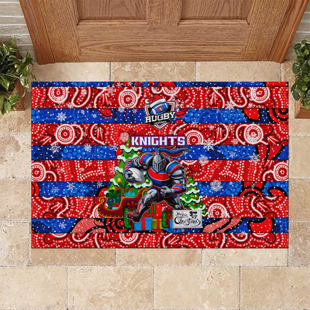 Knights Rugby Merry Christmas Rubber Doormat Indigenous Australian Art