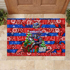 Knights Rugby Merry Christmas Rubber Doormat Indigenous Australian Art