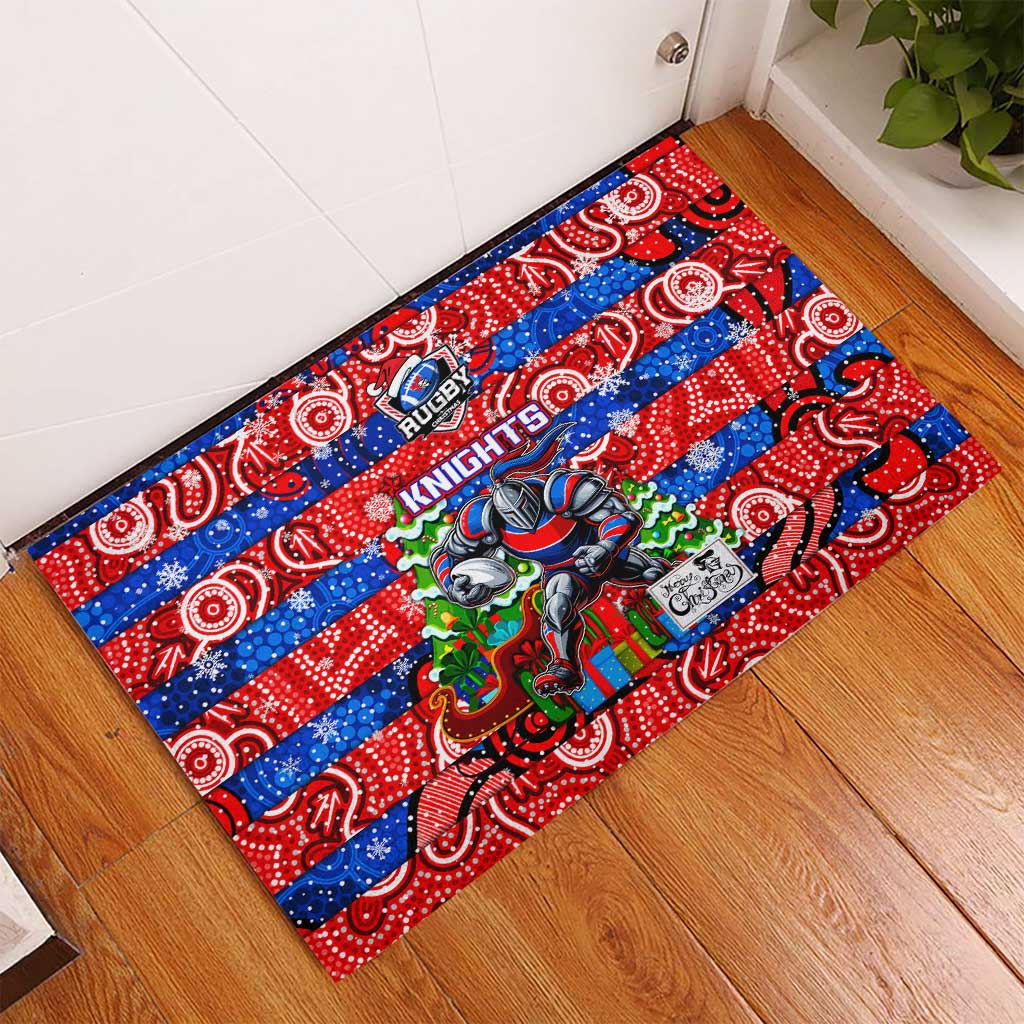 Knights Rugby Merry Christmas Rubber Doormat Indigenous Australian Art