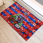 Knights Rugby Merry Christmas Rubber Doormat Indigenous Australian Art
