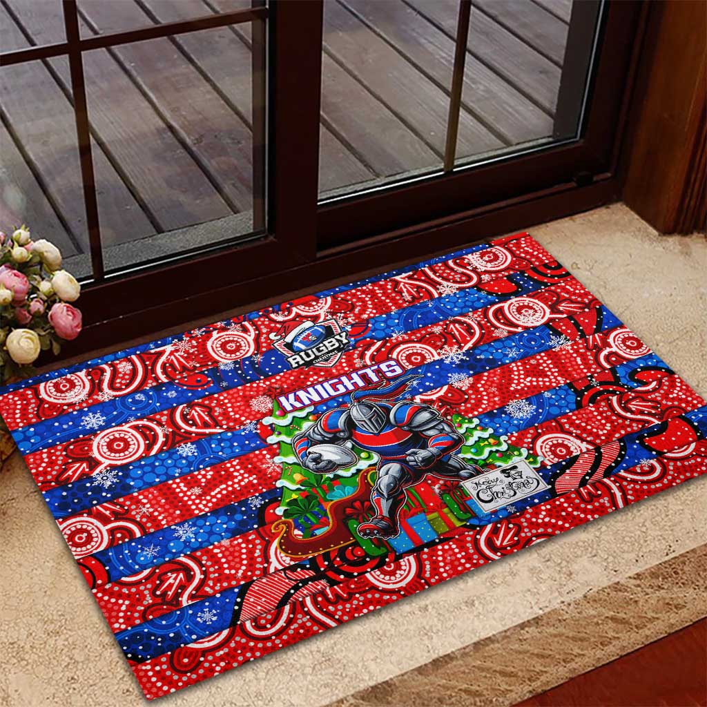 Knights Rugby Merry Christmas Rubber Doormat Indigenous Australian Art
