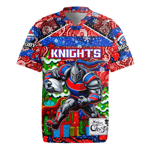 Custom Knights Rugby Merry Christmas Rugby Jersey Indigenous Australian Art