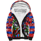 Custom Knights Rugby Merry Christmas Sherpa Hoodie Indigenous Australian Art