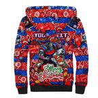 Custom Knights Rugby Merry Christmas Sherpa Hoodie Indigenous Australian Art