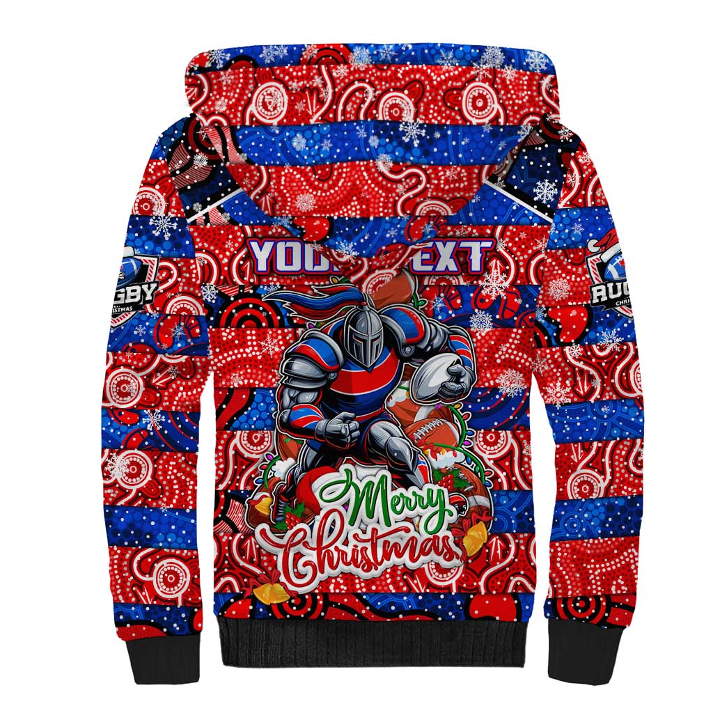 Custom Knights Rugby Merry Christmas Sherpa Hoodie Indigenous Australian Art