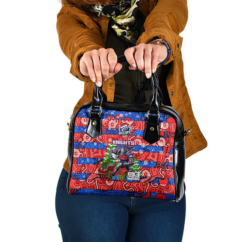 Knights Rugby Merry Christmas Shoulder Handbag Indigenous Australian Art