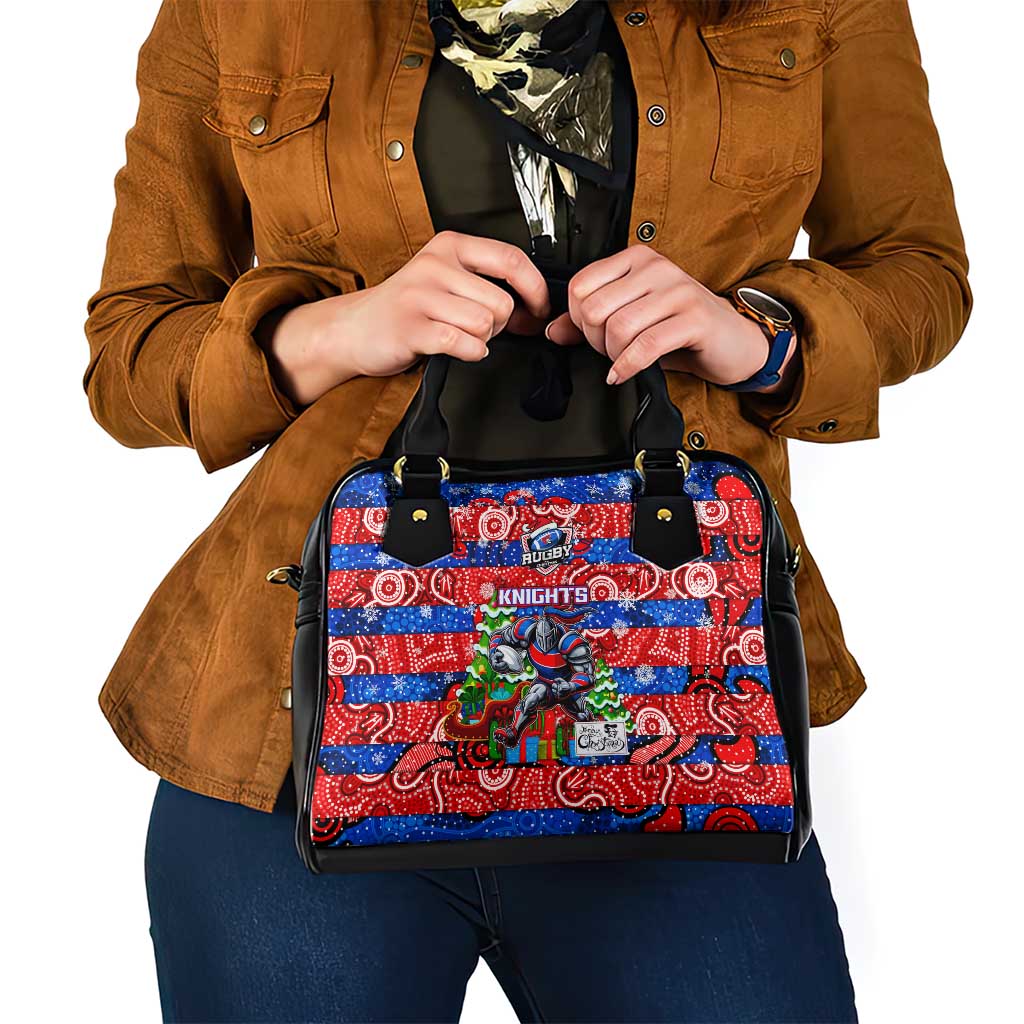 Knights Rugby Merry Christmas Shoulder Handbag Indigenous Australian Art