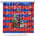 Knights Rugby Merry Christmas Shower Curtain Indigenous Australian Art