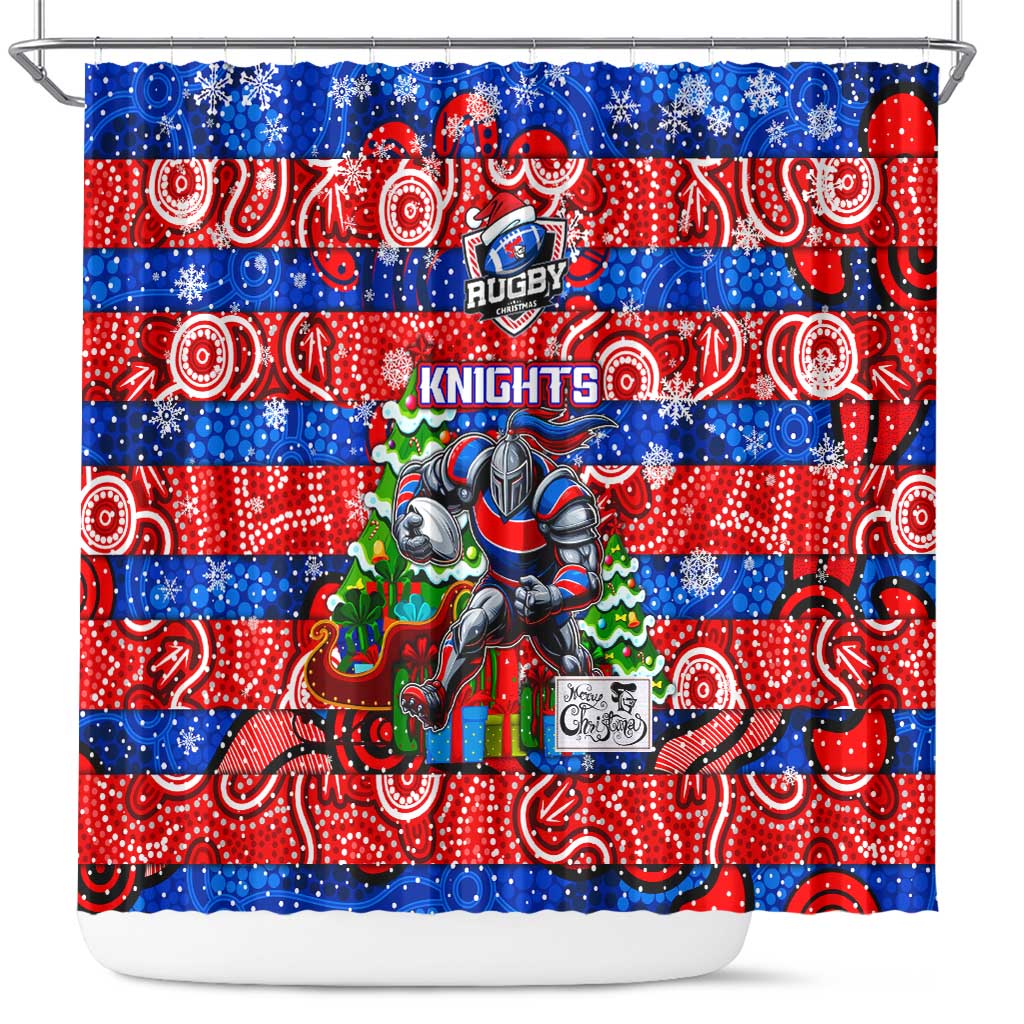 Knights Rugby Merry Christmas Shower Curtain Indigenous Australian Art