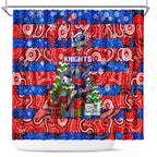 Knights Rugby Merry Christmas Shower Curtain Indigenous Australian Art