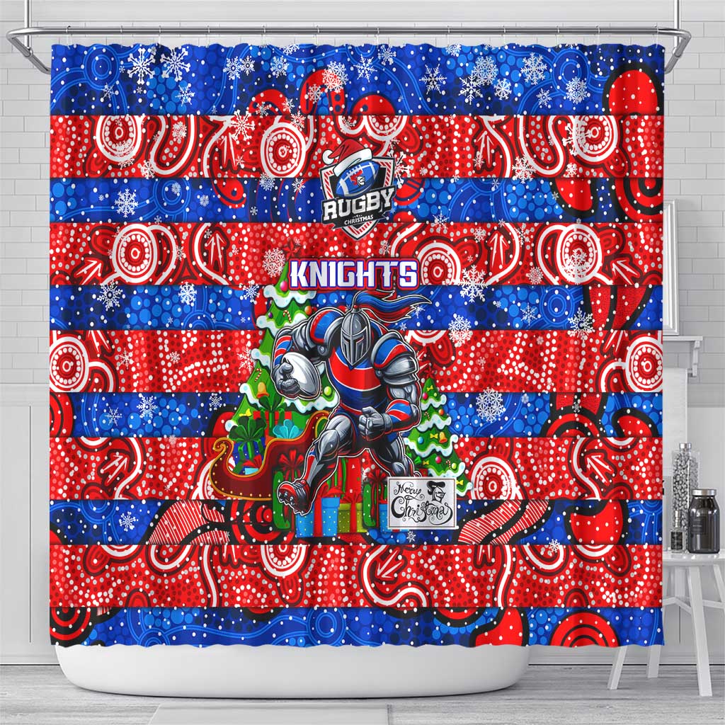 Knights Rugby Merry Christmas Shower Curtain Indigenous Australian Art