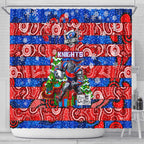 Knights Rugby Merry Christmas Shower Curtain Indigenous Australian Art