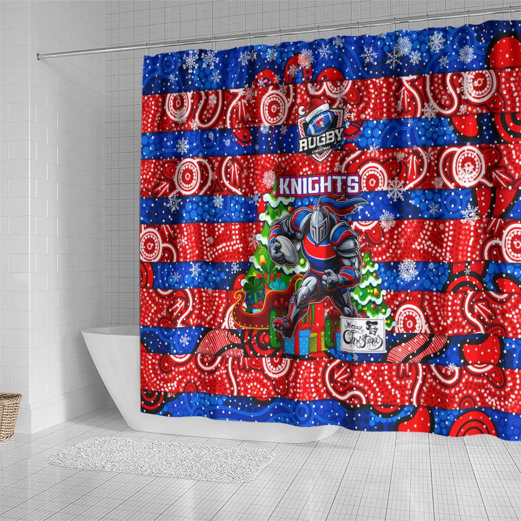 Knights Rugby Merry Christmas Shower Curtain Indigenous Australian Art