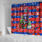 Knights Rugby Merry Christmas Shower Curtain Indigenous Australian Art