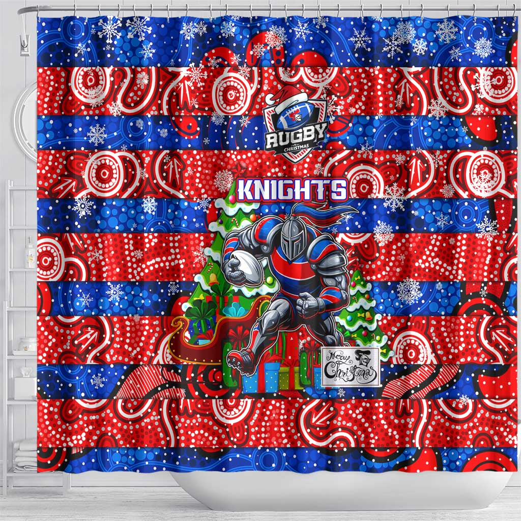 Knights Rugby Merry Christmas Shower Curtain Indigenous Australian Art