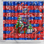 Knights Rugby Merry Christmas Shower Curtain Indigenous Australian Art