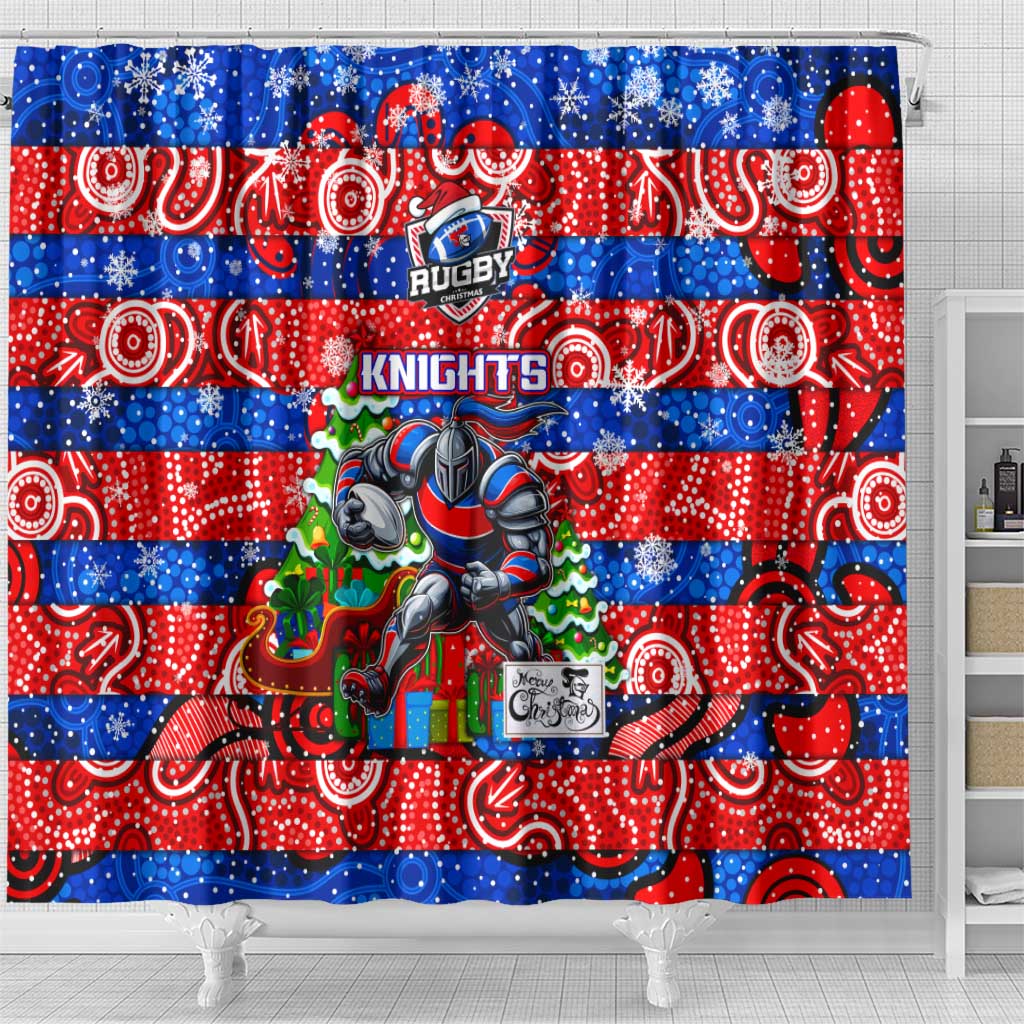 Knights Rugby Merry Christmas Shower Curtain Indigenous Australian Art