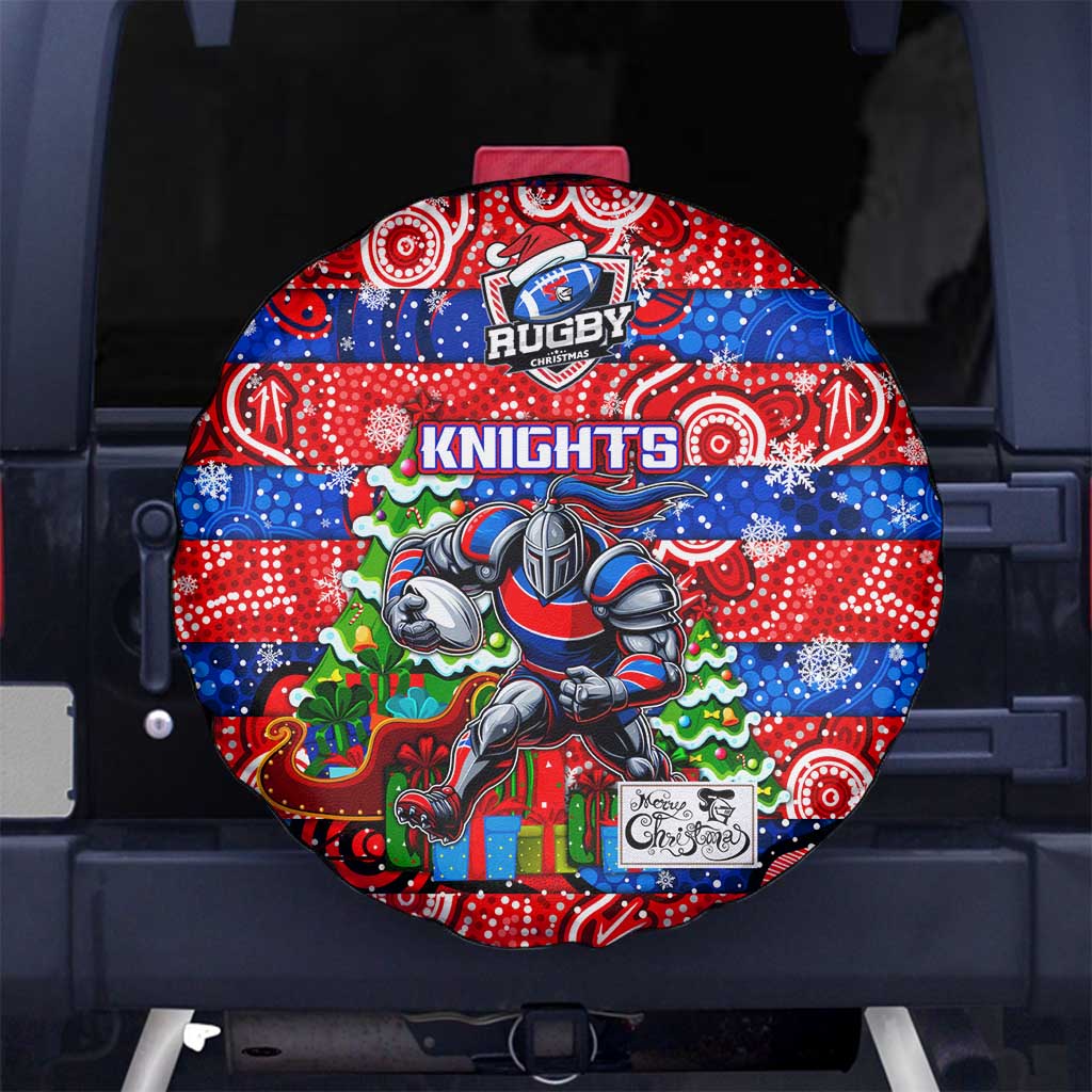 Knights Rugby Merry Christmas Spare Tire Cover Indigenous Australian Art