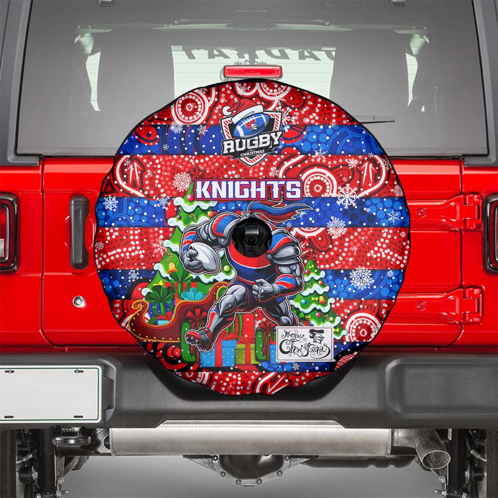 Knights Rugby Merry Christmas Spare Tire Cover Indigenous Australian Art