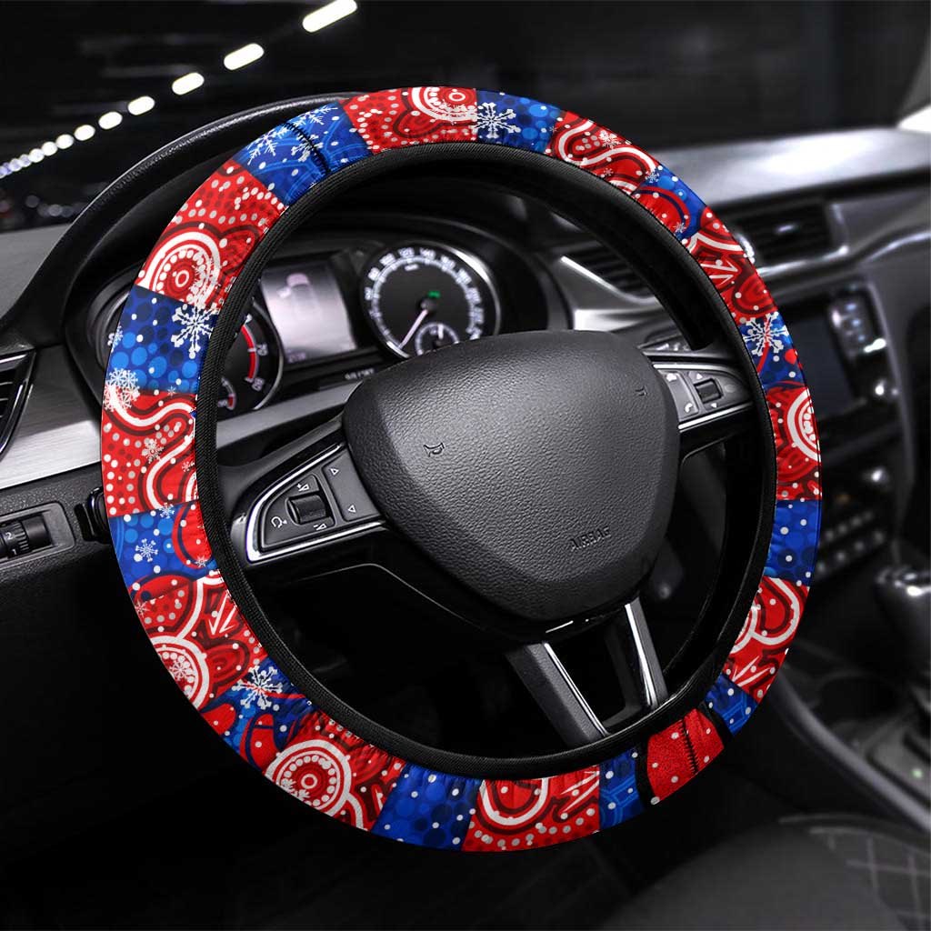 Knights Rugby Merry Christmas Steering Wheel Cover Indigenous Australian Art