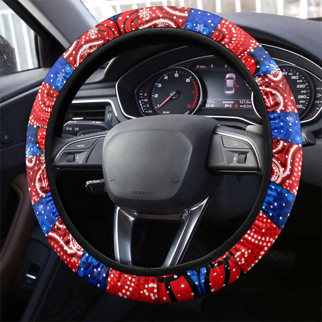 Knights Rugby Merry Christmas Steering Wheel Cover Indigenous Australian Art