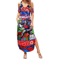 Custom Knights Rugby Merry Christmas Summer Maxi Dress Indigenous Australian Art