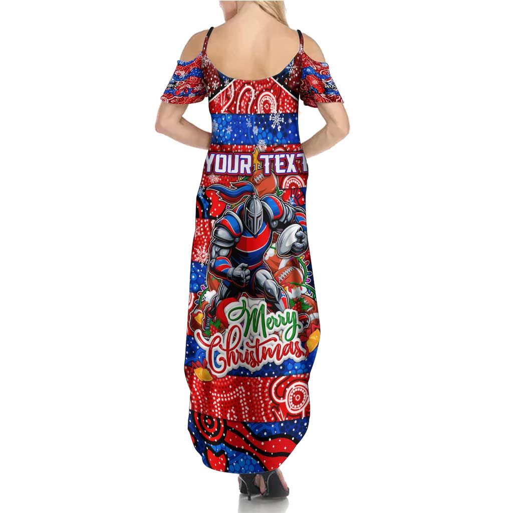 Custom Knights Rugby Merry Christmas Summer Maxi Dress Indigenous Australian Art