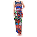 Custom Knights Rugby Merry Christmas Tank Maxi Dress Indigenous Australian Art