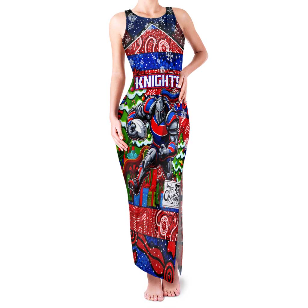 Custom Knights Rugby Merry Christmas Tank Maxi Dress Indigenous Australian Art