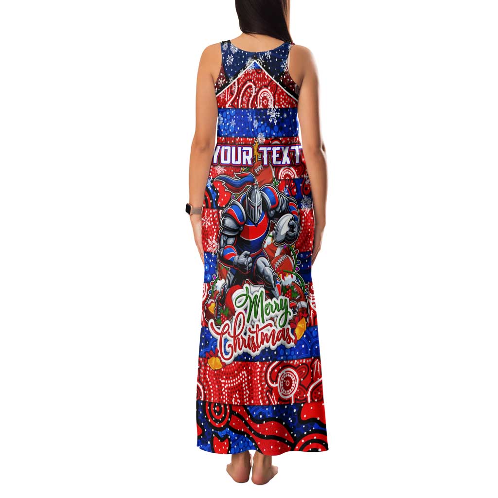 Custom Knights Rugby Merry Christmas Tank Maxi Dress Indigenous Australian Art