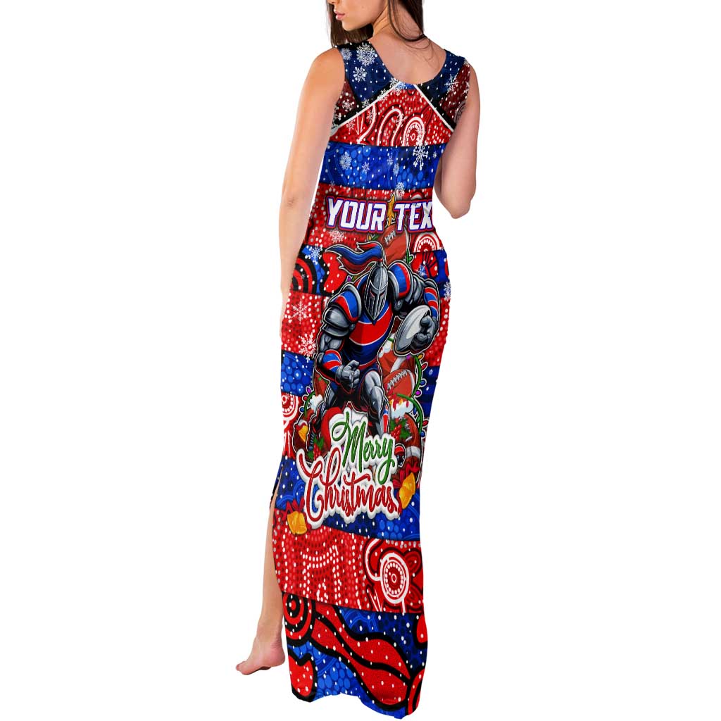 Custom Knights Rugby Merry Christmas Tank Maxi Dress Indigenous Australian Art