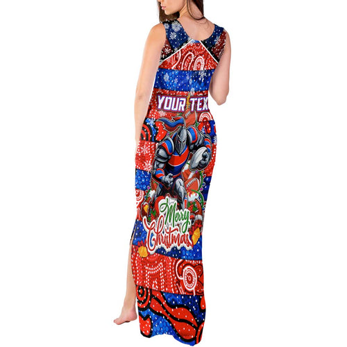 Custom Knights Rugby Merry Christmas Tank Maxi Dress Indigenous Australian Art