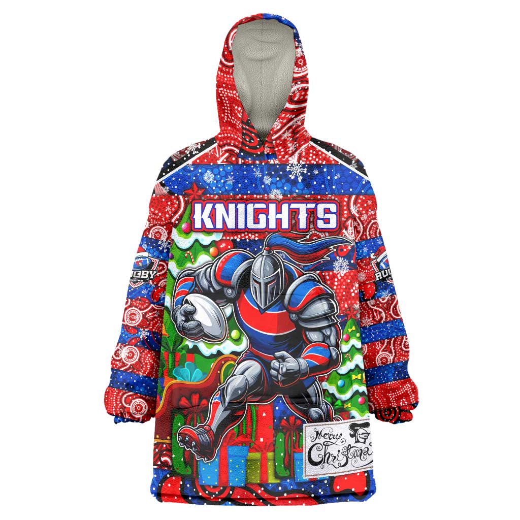 Custom Knights Rugby Merry Christmas Wearable Blanket Hoodie Indigenous Australian Art