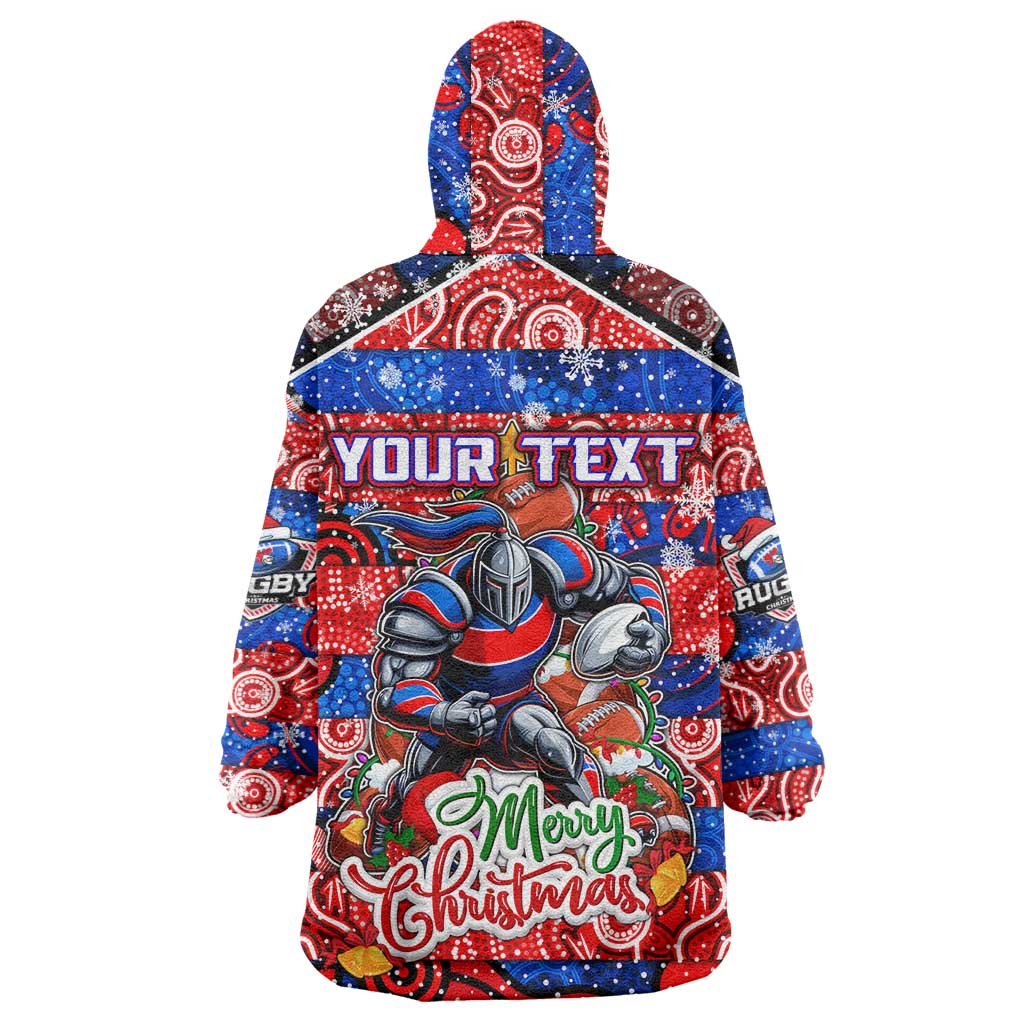 Custom Knights Rugby Merry Christmas Wearable Blanket Hoodie Indigenous Australian Art