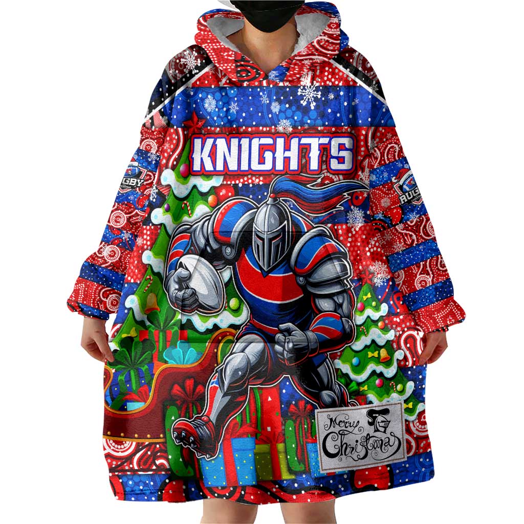 Custom Knights Rugby Merry Christmas Wearable Blanket Hoodie Indigenous Australian Art