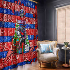 Knights Rugby Merry Christmas Window Curtain Indigenous Australian Art