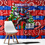 Knights Rugby Merry Christmas Window Curtain Indigenous Australian Art