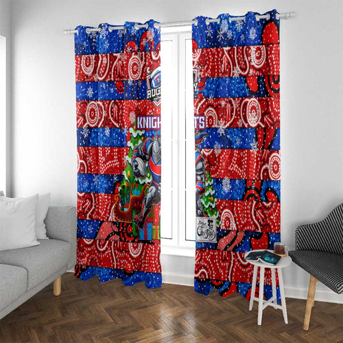 Knights Rugby Merry Christmas Window Curtain Indigenous Australian Art